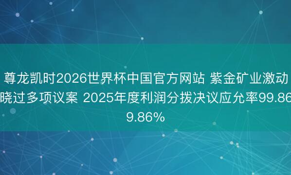 尊龙凯时2026世界杯中国官方网站 紫金矿业激动通晓过多项议案 2025年度利润分拨决议应允率99.86%
