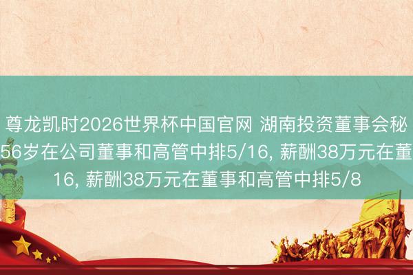尊龙凯时2026世界杯中国官网 湖南投资董事会秘书张健离任， 年事56岁在公司董事和高管中排5/16， 薪酬38万元在董事和高管中排5/8