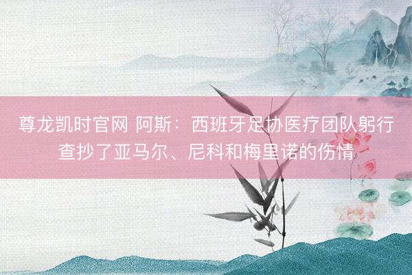 尊龙凯时官网 阿斯：西班牙足协医疗团队躬行查抄了亚马尔、尼科和梅里诺的伤情