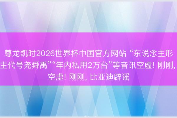 尊龙凯时2026世界杯中国官方网站 “东说念主形机器东说念主代号尧舜禹”“年内私用2万台”等音讯空虚! 刚刚， 比亚迪辟谣