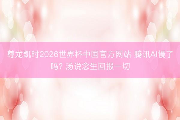 尊龙凯时2026世界杯中国官方网站 腾讯AI慢了吗? 汤说念生回报一切