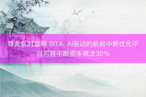 尊龙凯时官网 SITA: AI驱动的航班中断优化平台可将中断资本镌汰30%