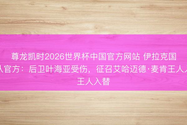 尊龙凯时2026世界杯中国官方网站 伊拉克国度队官方:后卫叶海亚受伤,征召艾哈迈德·麦肯王人入替