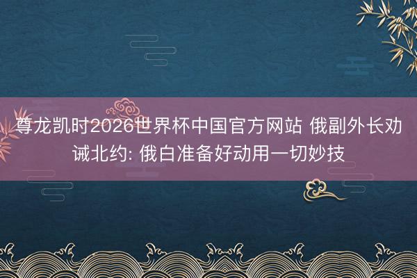 尊龙凯时2026世界杯中国官方网站 俄副外长劝诫北约: 俄白准备好动用一切妙技