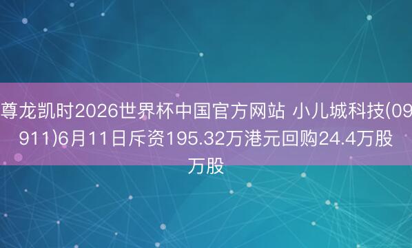 尊龙凯时2026世界杯中国官方网站 小儿城科技(09911)6月11日斥资195.32万港元回购24.4万股