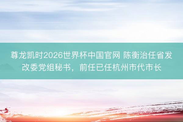 尊龙凯时2026世界杯中国官网 陈衡治任省发改委党组秘书，前任已任杭州市代市长