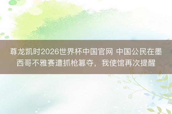 尊龙凯时2026世界杯中国官网 中国公民在墨西哥不雅赛遭抓枪篡夺，我使馆再次提醒