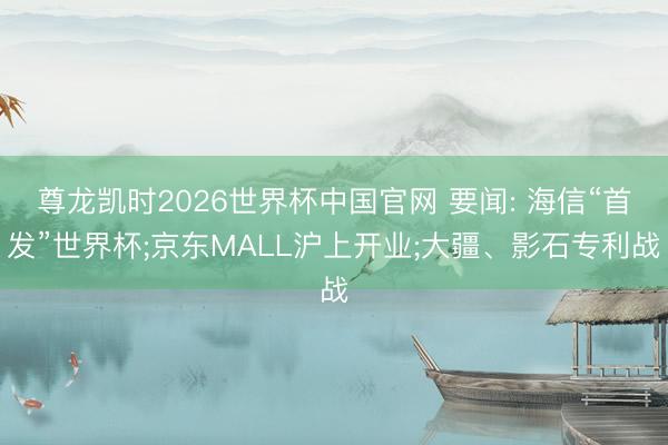 尊龙凯时2026世界杯中国官网 要闻: 海信“首发”世界杯;京东MALL沪上开业;大疆、影石专利战