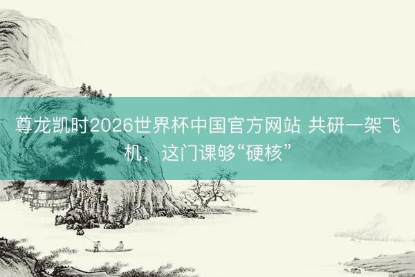 尊龙凯时2026世界杯中国官方网站 共研一架飞机，这门课够“硬核”