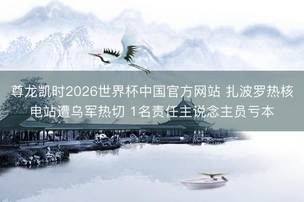 尊龙凯时2026世界杯中国官方网站 扎波罗热核电站遭乌军热切 1名责任主说念主员亏本