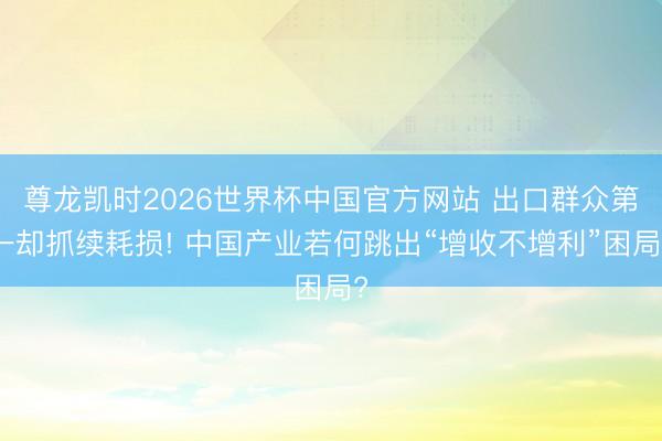 尊龙凯时2026世界杯中国官方网站 出口群众第一却抓续耗损! 中国产业若何跳出“增收不增利”困局?