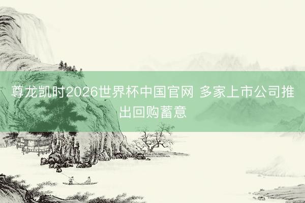 尊龙凯时2026世界杯中国官网 多家上市公司推出回购蓄意