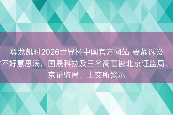 尊龙凯时2026世界杯中国官方网站 要紧诉讼裸露不足时不好意思满，国晟科技及三名高管被北京证监局、上交所警示