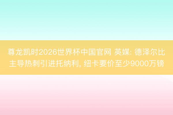 尊龙凯时2026世界杯中国官网 英媒: 德泽尔比主导热刺引进托纳利， 纽卡要价至少9000万镑
